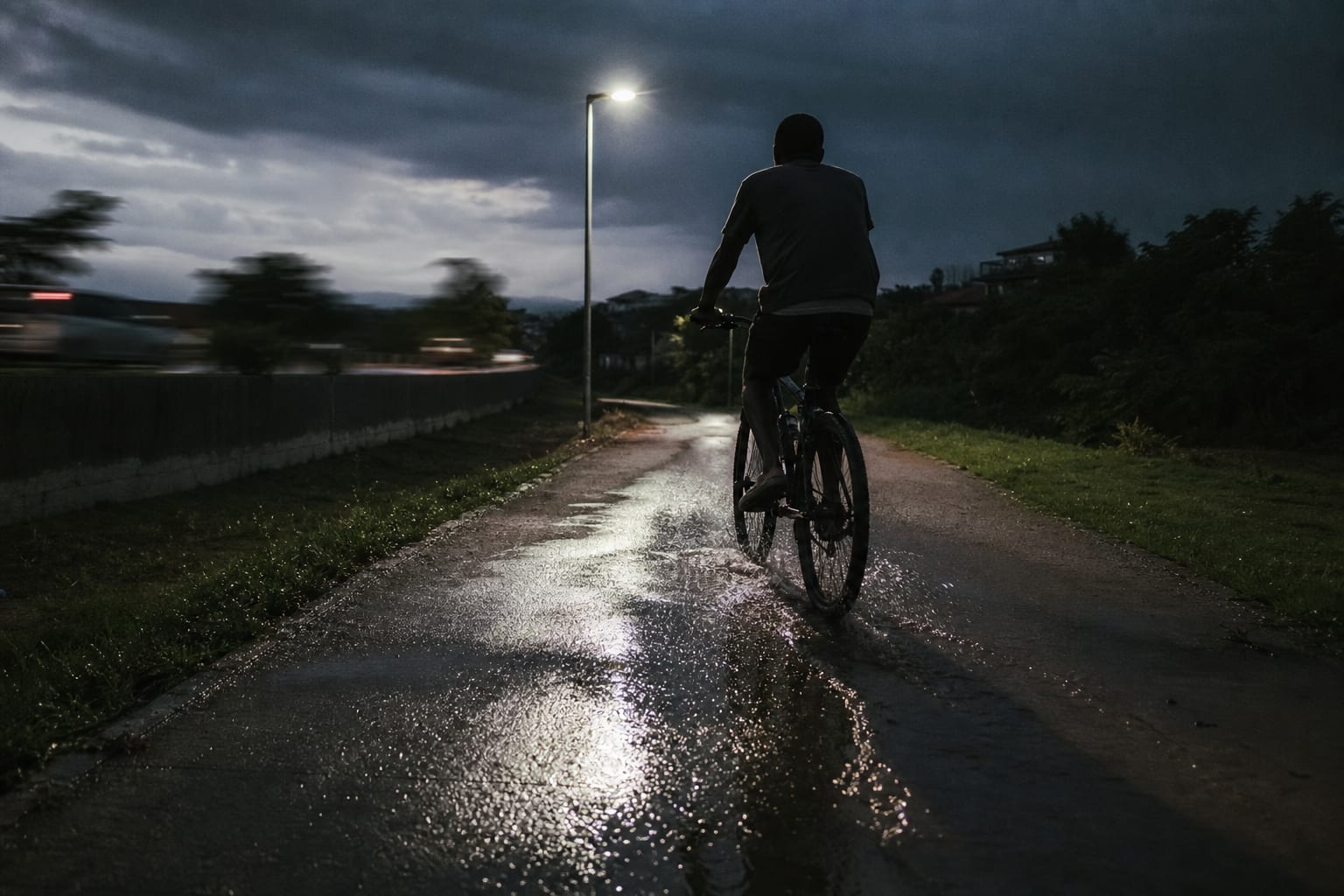 Ilustração editorial: Uma Lâmpada na Ciclovia Não É Infraestrutura. É uma Declaração.